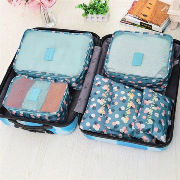 6Pcs Printed Travel Bag Set